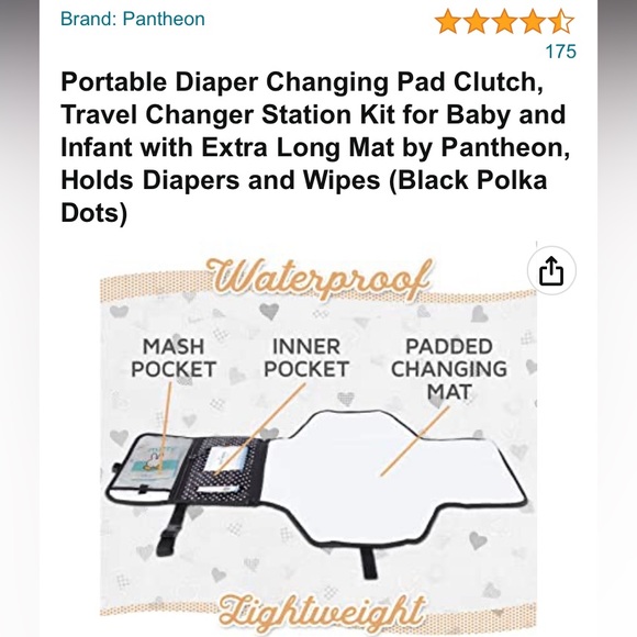 Pantheon baby portable diaper changing pad clutch with Stripes Not Dots - Picture 9 of 10